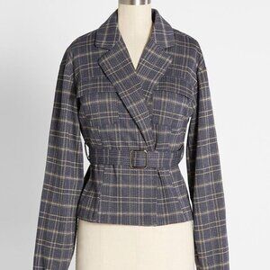Modcloth Navy Plaid Blazer